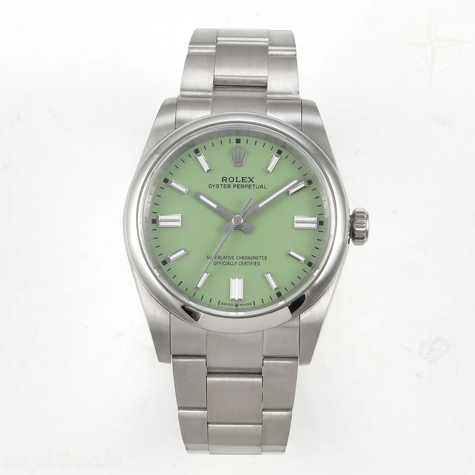 Rolex Oyster Perpetual 36mm 126000 QF 904L Steel Pistachio Green Dial on SS Bracelet A2824