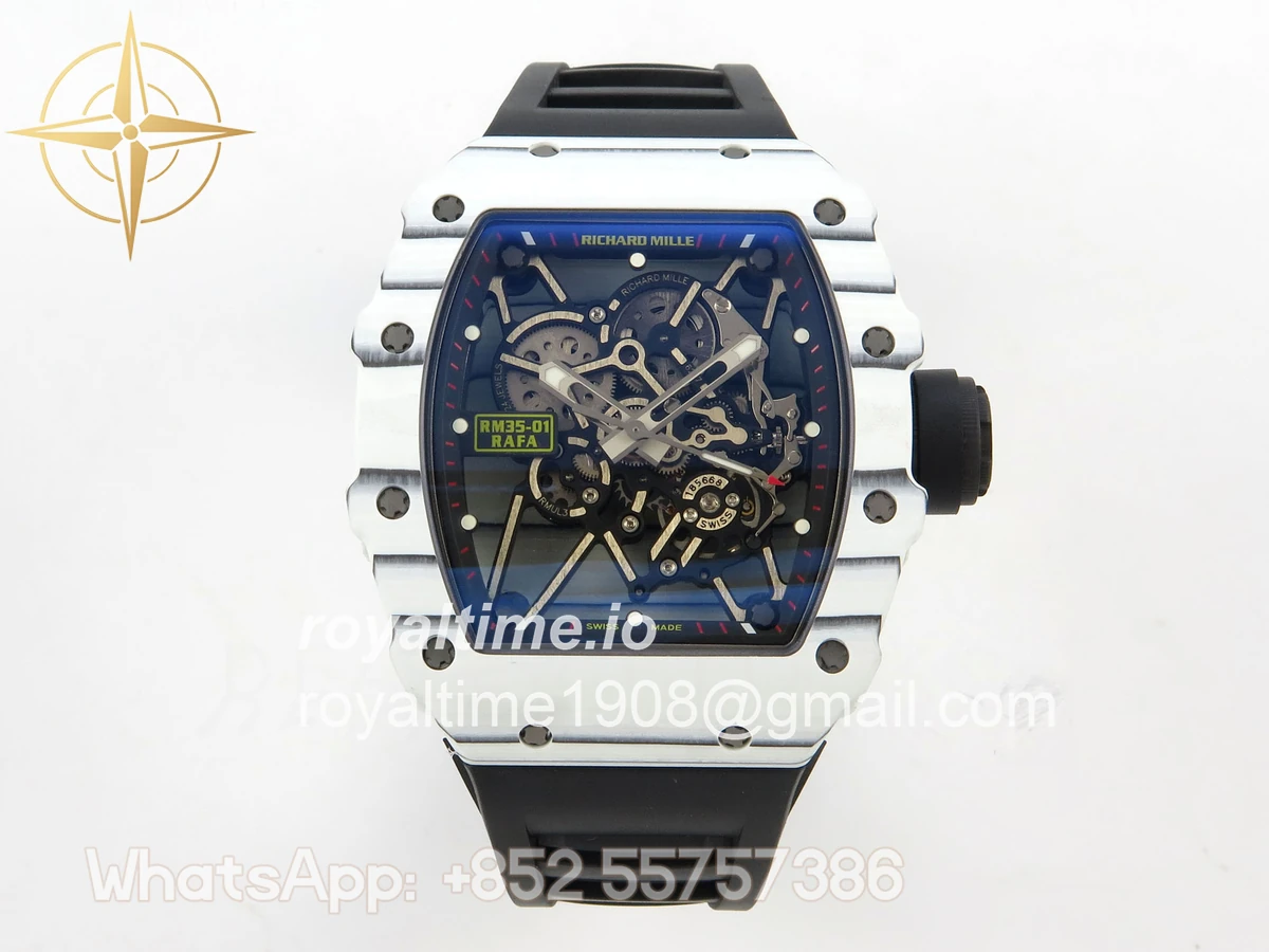 Richard Mille RM035-01 White Carbon ZF Skeleton Dial On Black Rubber Strap RMUL2