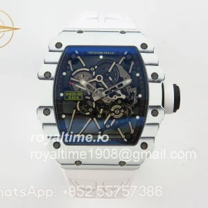 Richard Mille RM035-01 White Carbon ZF Skeleton Dial On White Rubber Strap RMUL2