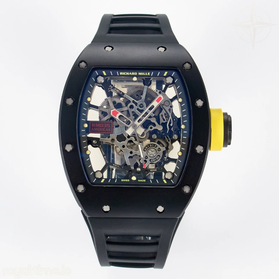 Richard Mille RM035-02 Black Ceramic SONIC Skeleton Dial on Black Rubber Strap RMUL1