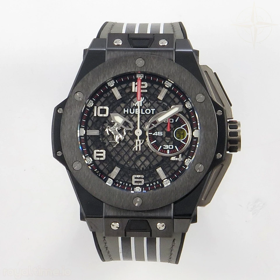 Hublot Big Bang Ferrari Speciale Ceramic HBBF on Gray Gummy Strap A1241