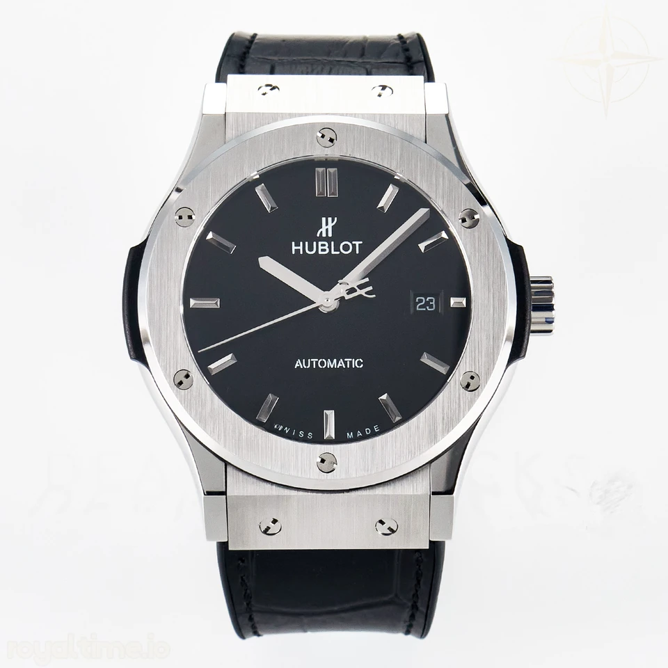 Hublot Classic Fusion Bang 42mm HBF Black Dial on Black Leather Strap A2892