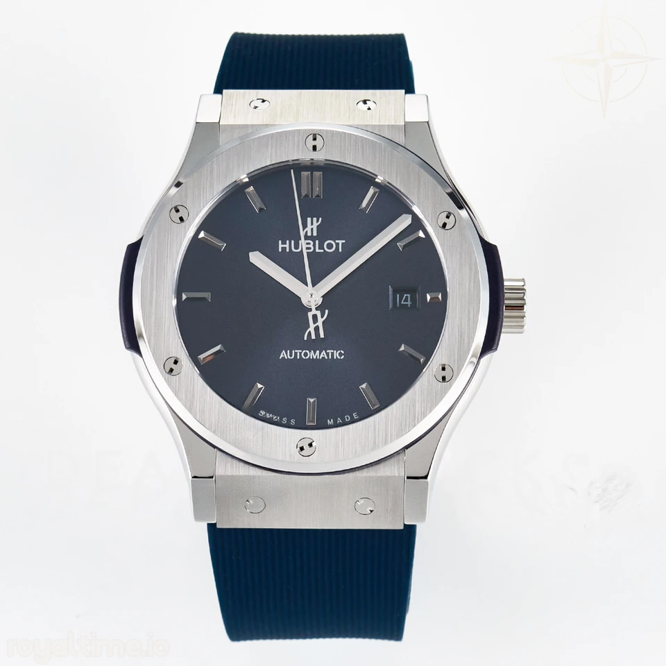 Hublot Classic Fusion Bang 42mm HBF Blue Dial on Blue Rubber Strap A2892