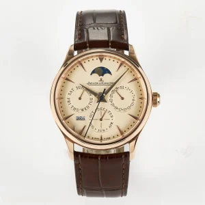 Jaeger-LeCoultre Master Ultra Thin Perpetual Calendar RG V9F Cream Dial on Brown Leather Strap A868 V2