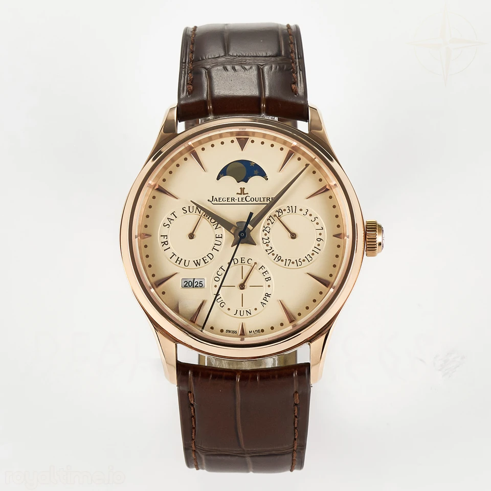 Jaeger-LeCoultre Master Ultra Thin Perpetual Calendar RG V9F Cream Dial on Brown Leather Strap A868 V2