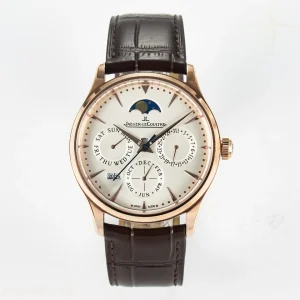 Jaeger-LeCoultre Master Ultra Thin Perpetual Calendar RG V9F White Dial on Brown Leather Strap A868 V2