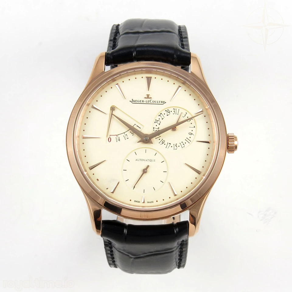 Jaeger-LeCoultre Master Ultra Thin Power Reserve RG APSF Cream Dial on Brown Leather Strap DD938