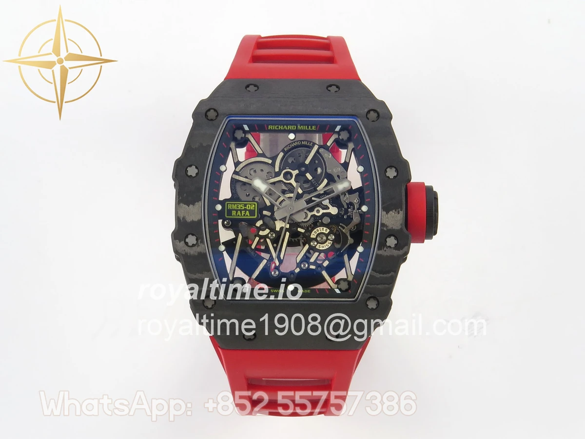 Richard Mille RM035-02 NTPT ZF Skeleton Dial on Red Rubber Strap RMAL1 V7