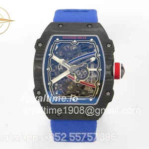Richard Mille AVF RM67-02 France Black NTPT Spain Skeleton Dial on Blue Elastic strap CRMA7