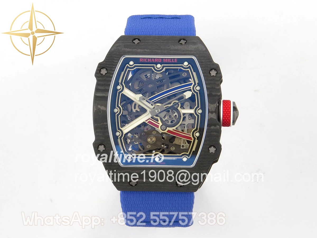 Richard Mille AVF RM67-02 France Black NTPT Spain Skeleton Dial on Blue Elastic strap CRMA7