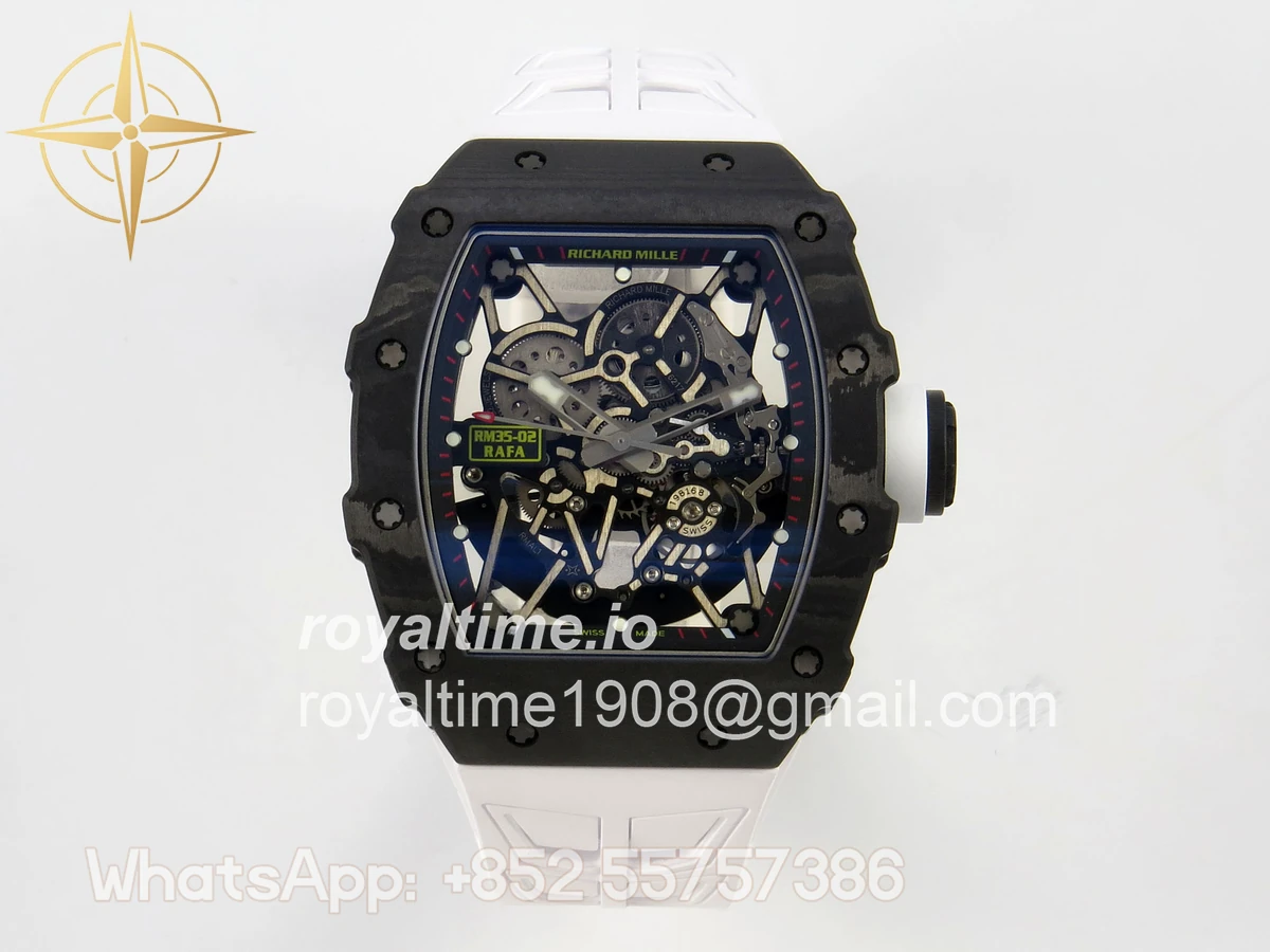 Richard Mille RM035-02 NTPT ZF Skeleton Dial on White Rubber Strap RMAL1 V7