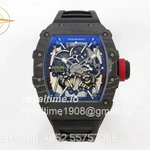 Richard Mille RM035-02 Real Black NTPT APSF Skeleton Dial On Black Rubber Strap RMAL1