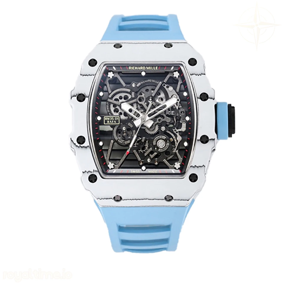 Richard Mille RM 035-01 Rafael Nadal White NTPT on Blue Rubber Strap