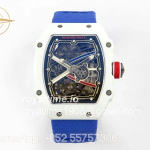 Richard Mille AVF RM67-02 France White NTPT Spain Skeleton Dial on Blue Elastic strap CRMA7