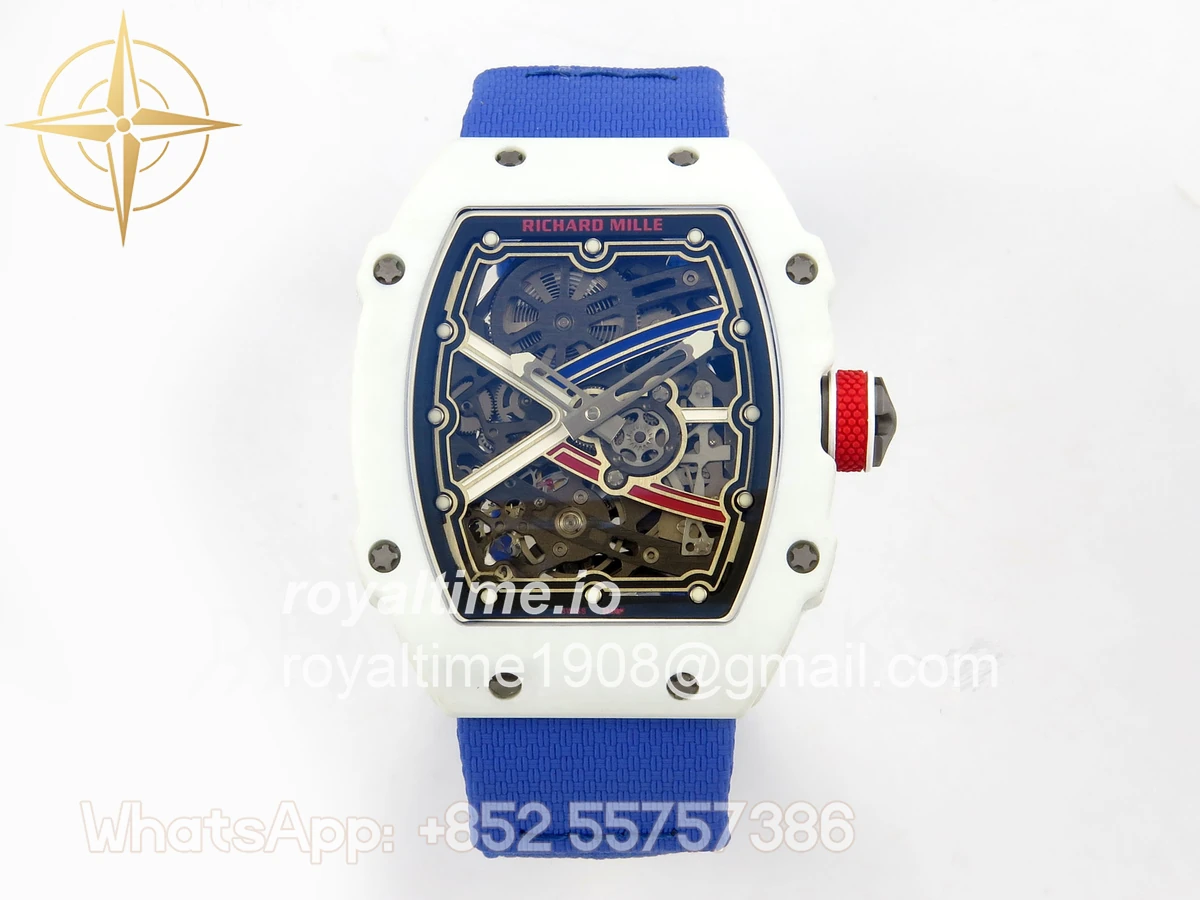 Richard Mille AVF RM67-02 France White NTPT Spain Skeleton Dial on Blue Elastic strap CRMA7
