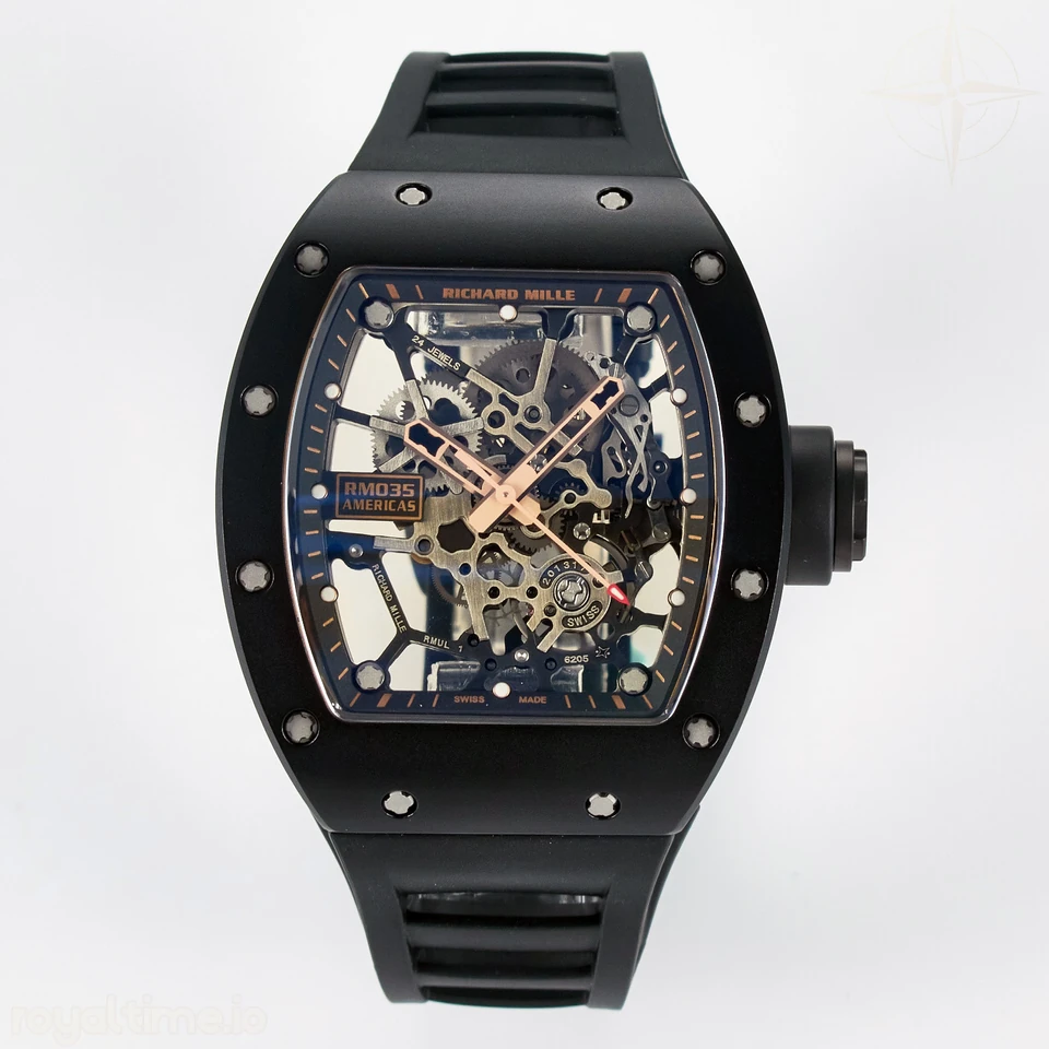 Richard Mille RM035-02 RG Black Ceramic SONIC Skeleton Dial on Black Rubber Strap RMUL1