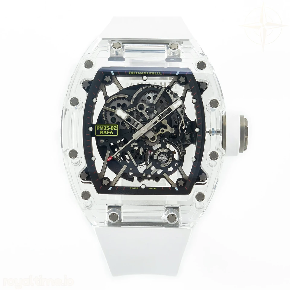 Richard Mille RM035 TRANSPARENT SONIC Skeleton Dial on White Rubber Strap RMUL2 V2