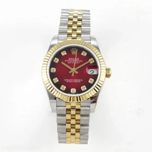 DateJust 31mm 904L SS/YG GMF Red Ombre Dial On 904L SS/YG Jubilee Bracelet A2824