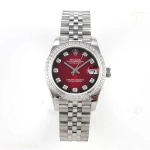 DateJust 31mm Diamond Bezel 904L SS GMF Red Ombre Dial On 904L SS Jubilee Bracelet A2824