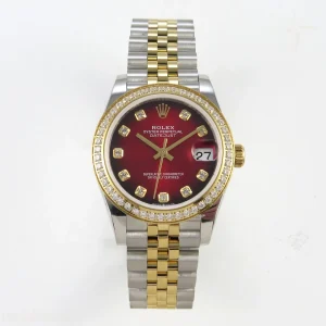 DateJust 31mm Diamond Bezel 904L SS/YG GMF Red Ombre Dial On 904L SS/YG Jubilee Bracelet A2824