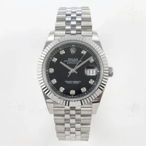 DateJust 41 126334 QF 904L Steel Black Diamonds Dial on Jubilee Bracelet QF3235 (149g)