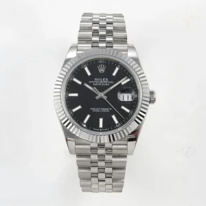 DateJust 41 126334 QF 904L Steel Black Stick Dial on Jubilee Bracelet QF3235 (149g)