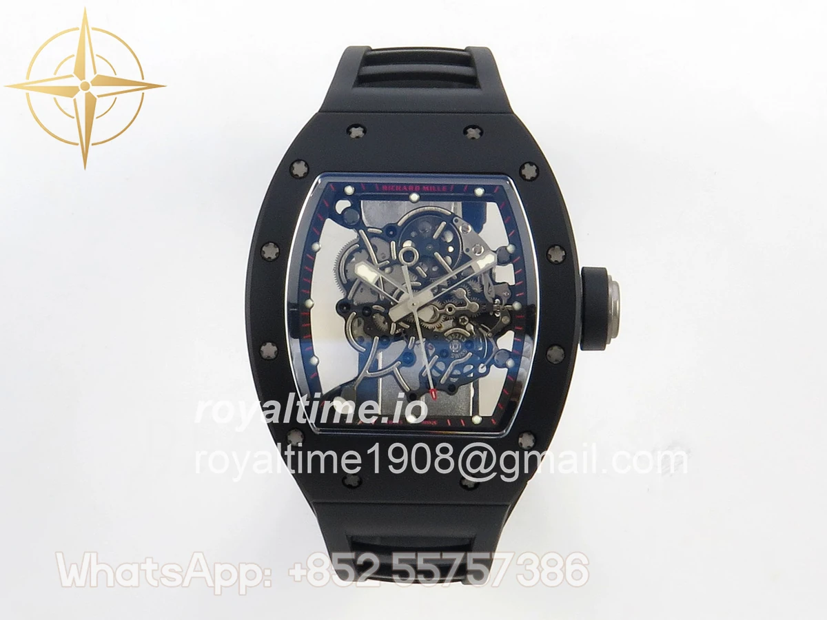 Richard Mille RM055 Black Ceramic APSF on Black/Red Inner Bezel on Black Rubber Strap RMUL2