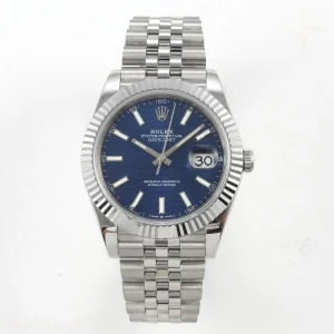 DateJust 41 126334 QF 904L Steel Blue Texuted Stick Dial on Jubilee Bracelet QF3235 (149g)