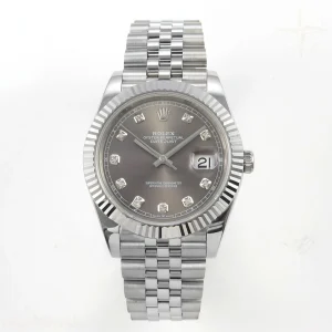DateJust 41 126334 QF 904L Steel Gray Diamonds Dial on Jubilee Bracelet QF3235 (149g)