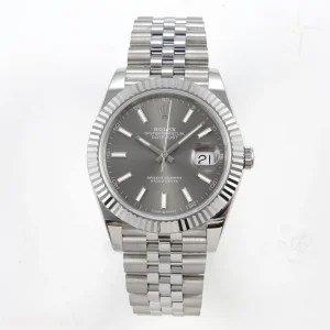 DateJust 41 126334 QF 904L Steel Gray Stick Dial on Jubilee Bracelet QF3235 (149g)