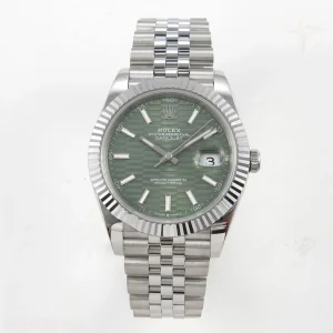 DateJust 41 126334 QF 904L Steel Green Texuted Stick Dial on Jubilee Bracelet QF3235 (149g)