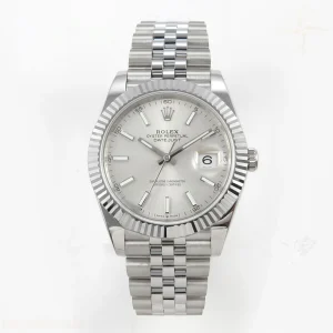 DateJust 41 126334 QF 904L Steel Silver Stick Dial on Jubilee Bracelet QF3235 (149g)