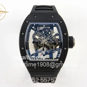 Richard Mille RM055 Black Ceramic APSF on Black/White Inner Bezel on Black Rubber Strap RMUL2