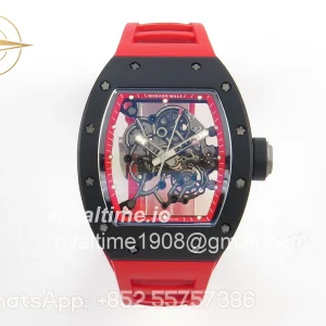 Richard Mille RM055 Black Ceramic APSF on Red Inner Bezel on Red Rubber Strap RMUL2