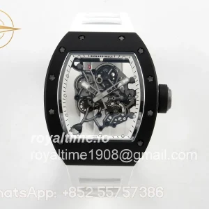 Richard Mille RM055 Black Ceramic APSF on White Inner Bezel on White Rubber Strap RMUL2