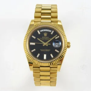 Day Date 40 YG TMF Black Crystal Dial on President Bracelet VR3255 (220g)