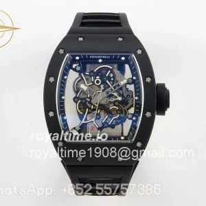 Richard Mille RM055 Black Ceramic MLF Black/White Inner Bezel on Black Rubber Strap RMUL2 V2 (Brushed Ribs)