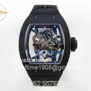 Richard Mille RM055 Black Ceramic UMI on Black/Red Inner Bezel on Shark Rubber Strap RMUL2 Free Sprung