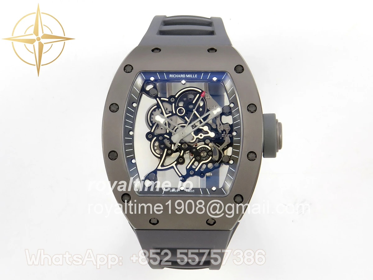 Richard Mille AVF RM055 Gray Cemira on Gray Rubber Strap Vaucher RMUL2 Free Sprung (Mod)