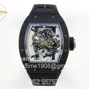 Richard Mille RM055 Black Ceramic UMI on Gray Inner Bezel on Shark Rubber Strap RMUL2 Free Sprung