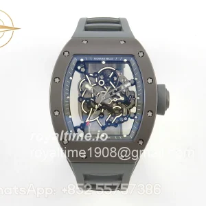Richard Mille RM055 Gray Ceramic MLF on Gray Rubber Strap RMUL2 V2 (Brushed Ribs)