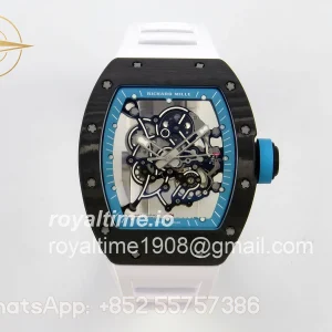 Richard Mille RM055 NTPT A9F Blue Inner Bezel on White Rubber Strap RMUL2 Free Sprung