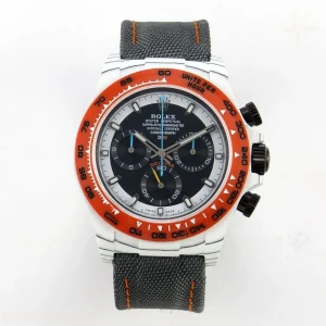 Daytona DIW White Carbon Orange Bezel N6F Black/White Dial on Gray Nylon Strap SA4130