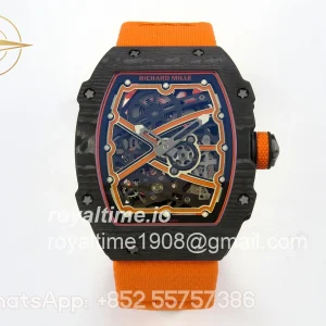 Richard Mille AVF RM67-02 McLaren Black NTPT Spain Skeleton Dial on Orange Elastic strap CRMA7