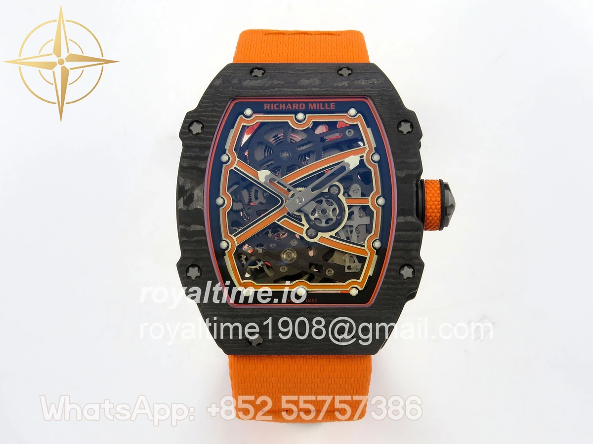 Richard Mille AVF RM67-02 McLaren Black NTPT Spain Skeleton Dial on Orange Elastic strap CRMA7
