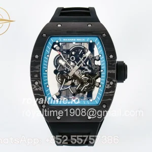 Richard Mille RM055 NTPT UOKF Blue Inner Bezel Black Crown on Black Rubber Strap RMUL2