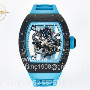 Richard Mille RM055 NTPT UOKF Blue Inner Bezel Black Crown on Blue Rubber Strap RMUL2