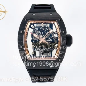 Richard Mille RM055 NTPT UOKF RG Inner Bezel Black Crown on Black Rubber Strap RMUL2
