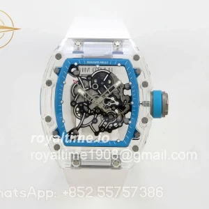 Richard Mille RM055 Transparent A9F Blue Inner Bezel on White Rubber Strap RMUL2 Free Sprung
