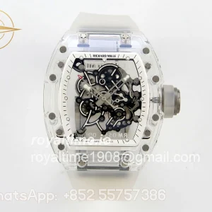 Richard Mille RM055 Transparent A9F White/Black Inner Bezel on Transparent Rubber Strap RMUL2 Free Sprung
